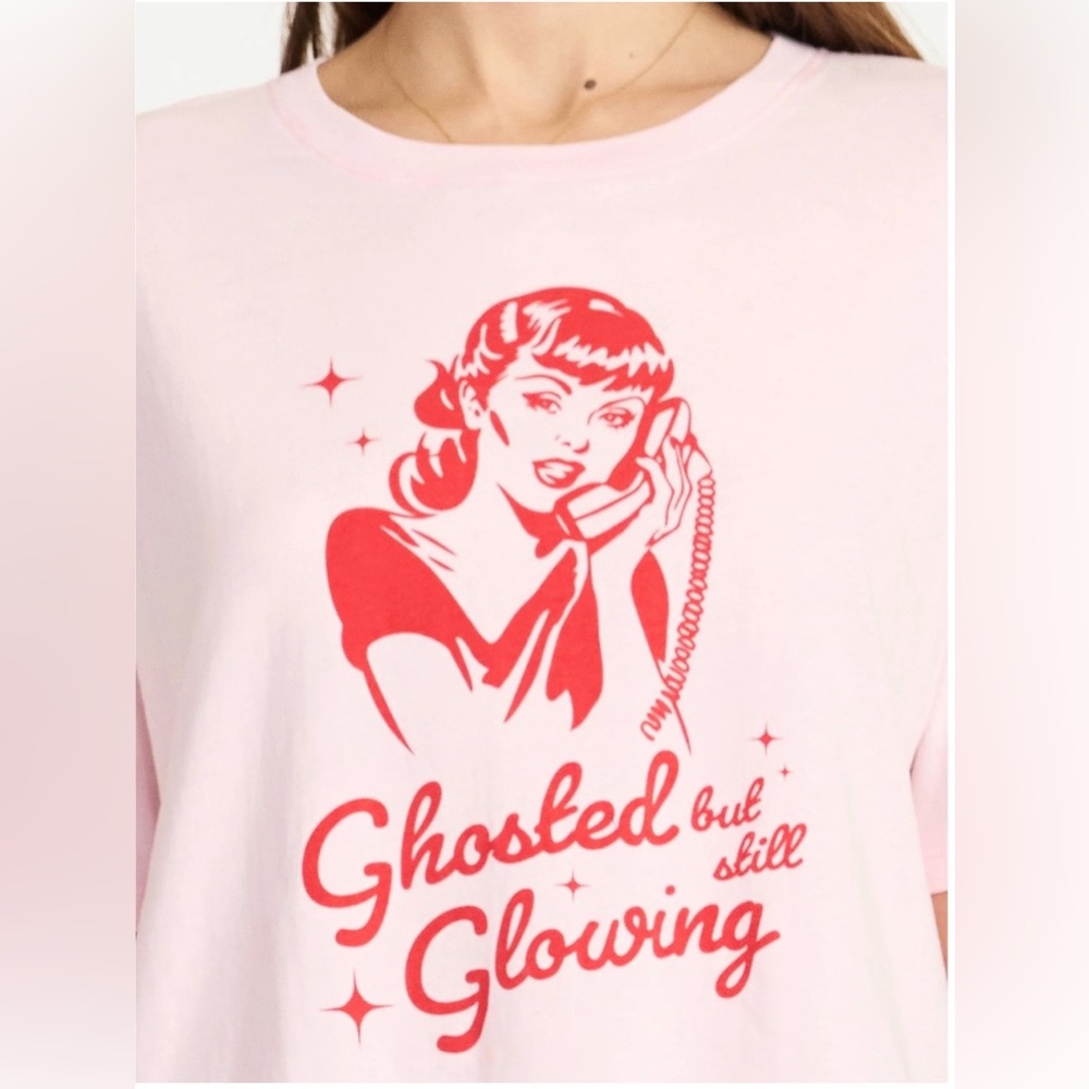 Ghosted But Glowing, Retro 50s Pinup Girl Graphic T-Shirt Size M Oversized Tee